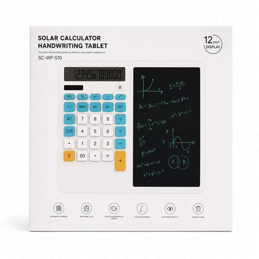 12-Digit Solar Calculator with Handwriting LCD Writing Tablet | 2-in-1 Calculator & Writing Pad for Students
