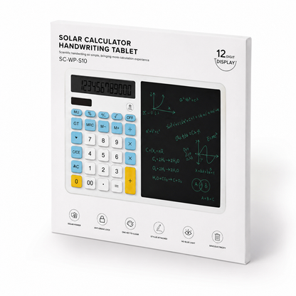 12-Digit Solar Calculator with Handwriting LCD Writing Tablet | 2-in-1 Calculator & Writing Pad for Students